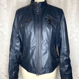 Maurices Faux Leather Black Moto Jacket Womens Size M